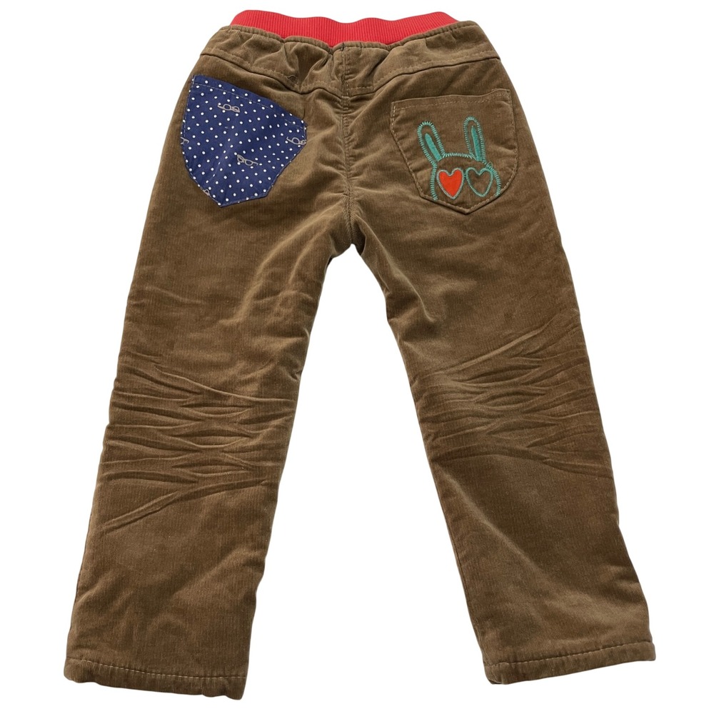 Kids Brown Corduroy Pants Trousers Size 6Y Fleece Lining Elastic Waist Warm Cute - Picture 2 of 10